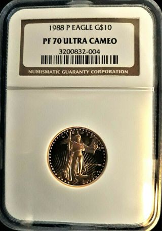 Fantastic - 1988 P $10 American Gold Eagle Pf70 Ngc Ultra Cameo