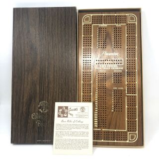 Vintage Pacific Game Co.  Once Around 4 Lane Solid Walnut Cribbage Board No.  730