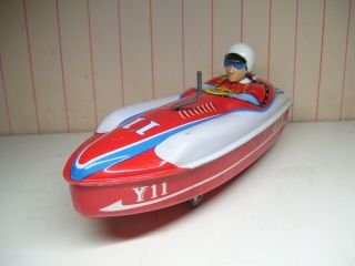 Yonezawa Japan Tin Wind - Up Jty Speed Boat Exc,