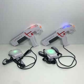 2 Laser X Lazer Tag Guns White With Attached Sensors Indoors/outdoor