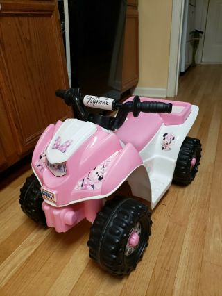 6v Minnie Mouse Quad Four Wheeler 4x4 Atv For Kids Girls Toddlers Electric Pink