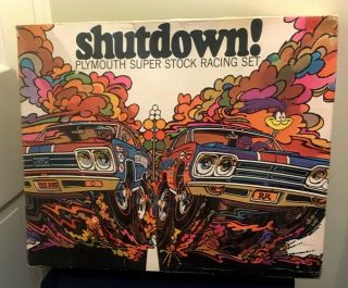 Vintage 1968 Plymouth Shutdown Stock Drag Racing Set W/ Box,