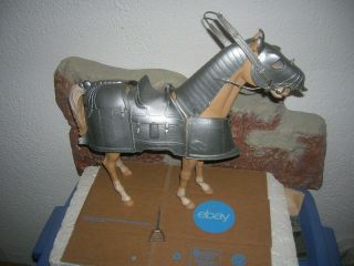 Vintage 1960 Marx Horse " Valor " Silver Noble Knight 12 " Toy Figure W/ Armor