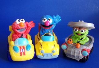 Sesame Street Racer Elmo Car Oscar Trash Can Grover Taxi Playskool Hasbro