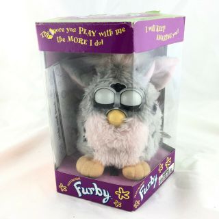 Classic Furby Tiger Gray Pink Hair Black Spots Green Eyes 70 - 800 Vtg 90s Toy 98