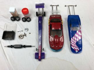 Old School 1;24 Scale Slot Cars Drag Race Funny Car Dragster Tools Tires