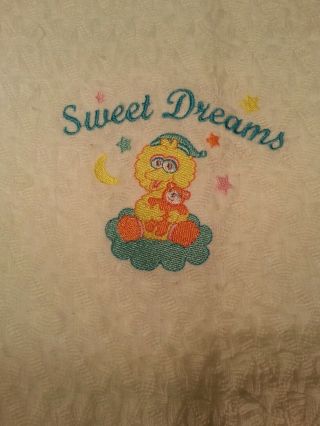 Sesame Street Big Bird Sweet Dreams White Acrylic Baby Blanket 45x36 "