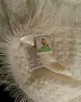 Sesame Street Big Bird Sweet Dreams White Acrylic Baby Blanket 45x36 