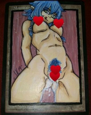 Mountain (1) Art Alter Mtg Magic The Gathering Anime Nsfw Hand Painted Land Nude