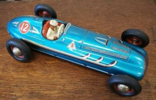 Tin Toy Friction Tippco Mercedes Race Car Number 12 - West Germany - 11.  5 "