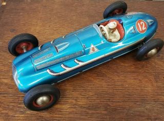 Tin toy Friction Tippco Mercedes race car number 12 - West Germany - 11.  5 