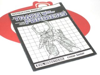 Transformers G1 Figure Instruction Booklet Chop Shop