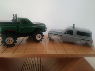 Vintage Schaper Stomper 4x4 Green Chevy Stepside With Lights.  Come With A Blazer