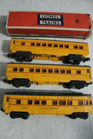 Lionel 2481 - 2482 - 2483 Anniversary Passenger 3 Car Set 1 Partial Box Vintage