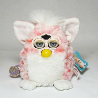 Tiger Furby Babies Collectible Toys 1999 Pink & White Dots Fur Battery Operated