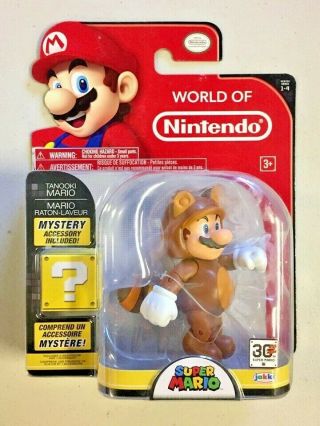 World Of Nintendo Tanooki Mario Figure Mystery Accessory 4 Inch Mario