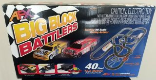 Afx Big Block Battler Mega G,  Slot Car Race Set 40 Feet Tri - Power Packs Afx21004