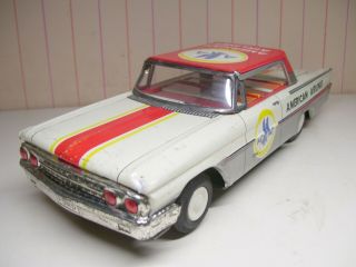 10 - 1/2” Long Taiyo Japan Tin Friction 1961 Ford American Airlines Car Exc,