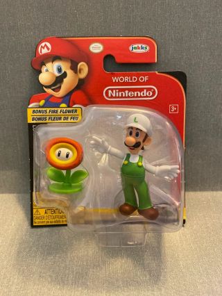 Jakks Pacific World Of Nintendo Fire Luigi With Bonus Fire Flower