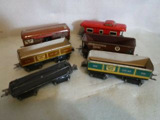 Vintage Mar Tin Train Cars O Scale 6 Cars