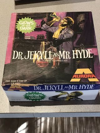 Vintage Aurora Glow In The Dark Model Dr Jekyll As Mr Hyde Partial Kit Inst Box