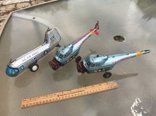 Vintage Tn Japan Us Air Force 1517 Piston Motion Helicopter Tin 4 Repair
