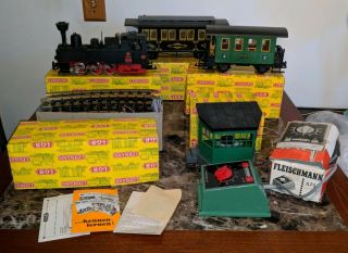 Vintage Lehmann Lgb G Scale Train Set - 2071d Steam Engine,  3061/3009 Cars,  Track