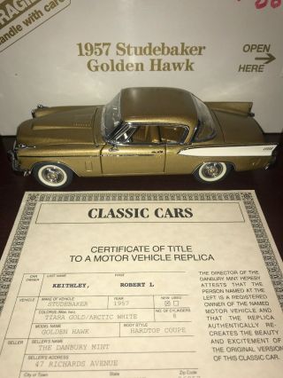 Danbury 1957 Studebaker Golden Hawk Coupe 1/24 With Box/title