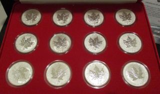 Canada 2004 Silver Maple Leaf Zodiac Privy 12 Coin Set in Red Presentation Box 2