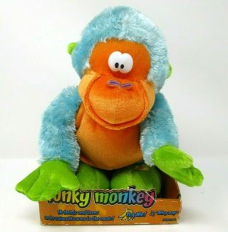 Gemmy Animated Plush Funky Monkey Sings Dances Alley Oop 2006 Green Blue Orange