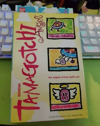 Htf 1997 Tamagotchi Angel 1810 Bandai Pearl Giga Pet W/original Packaging