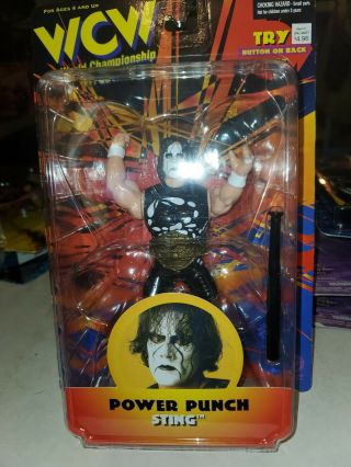 1998 Toymakers Wcw Nwo Power Punch Sting Wrestling Action Figure B&w Face