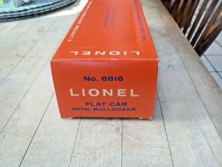 Lionel 6816 - Flat Car W/bulldozer Empty Box Only - C - 9.  5