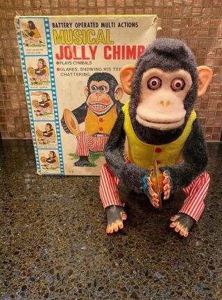 Vintage Musical Jolly Chimp No 7061 With Box - Semi