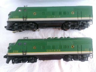 1955 Lionel Post - War 2356 Southern F3 Aa Diesel Unit Set - Recently Serviced