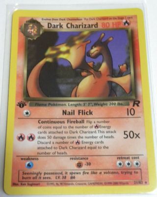 Pokemon Team Rocket 1st Edition Dark Charizard 21/82 Light Play