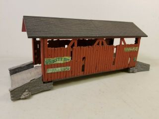 Vtg.  Bachmann O / S Scale Plasticville Covered Bridge W/ Decals
