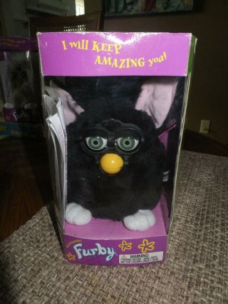 Vintage 1998 Furby Tiger Electronics Black,  Green Eyes,  With Tags 70 - 800