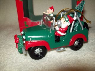 Santa & Elf In Green & Red Jeep,  Santa 
