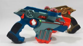 Nerf Gold Blue Lazer Tag Phoenix LTX Laser Blaster Pistol Tiger Guns 2