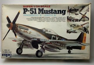 Vintage Mpc P - 51 Mustang 1/24 Scale Model Kit Open Box