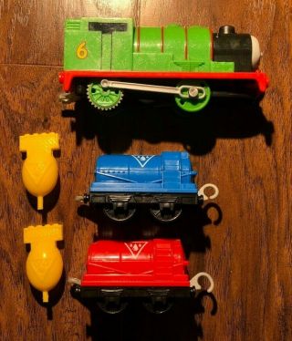 Real Steam Percy Thomas & Friends Trackmaster Train 2014 Mattel,  Two Water Cars