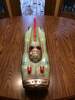 1958 Yonezawa Large 28” No 58 Atom Jet Toy Racer Tin Friction Space Race Car