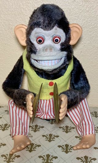 Vintage Musical Jolly Chimp Cymbal Playing Monkey Battery Operated Non -