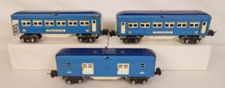Lionel Prewar Set Of (3) 2613 - 14 - 15 Blue Comet Passenger Cars -