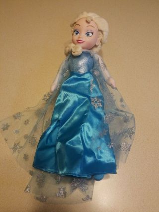 Disney Frozen Elsa Ice Queen Plush Doll Vinyl Face Just Play Toy 14 " Stuffed