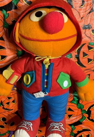 1990 Dress Me Up Ernie Learn To Dress Plush Doll Sesame Street Playskool 13 " Toy