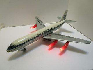 Vintage Japan Tin Battery Operated Pan American Jet Clipper America Airplane