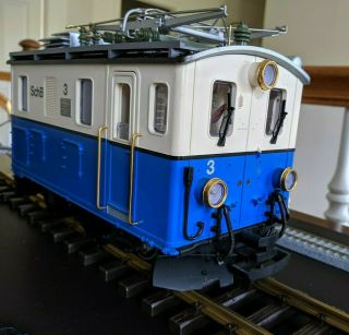 Lgb Rack Locomotive.  Blue - Cream Analog G Scale