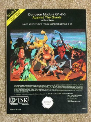 Tsr Ad&d G1 - 3 Against The Giants 4th Print 1981